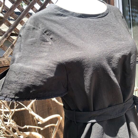 Maje Black Cotton Blend Wrap w/ Belt Mini Dress - Picture 5 of 16